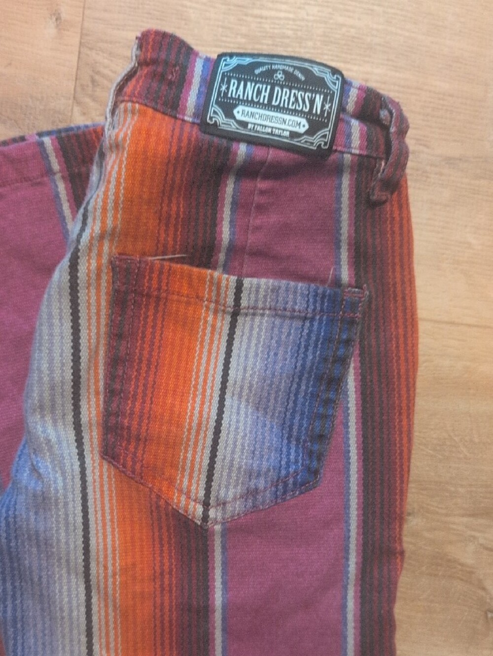 Girl's Striped Multi-Color Jeans - Picture 2 of 6